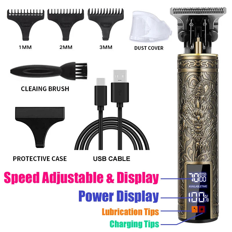 T9 Retro Pro Trimmer - USB Rechargeable Hair Clipper